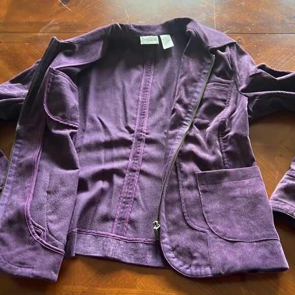 Chico’s 0 Purple Corduroy Jacket Woman Size 4 Zip Front Pockets - Picture 9 of 9